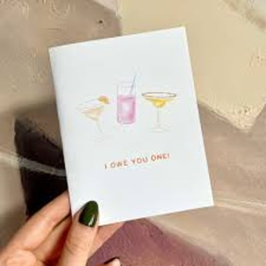 A thank-you note using “I owe you one” to acknowledge a favor.