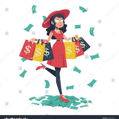 A person making extravagant purchases while spending money