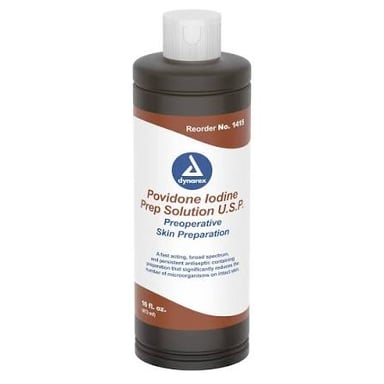 Bottle of brown iodine antiseptic solution