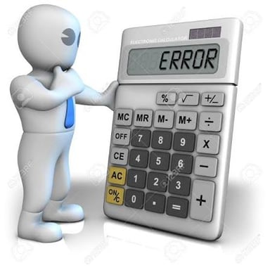 A calculation with an error, illustrating the meaning of “errs.”