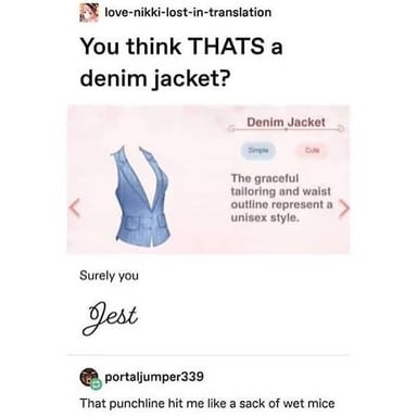 The phrase “in jest,” meaning something said or done jokingly rather than seriously.