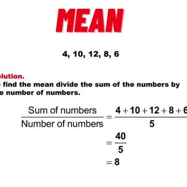 A simple illustration showing a set of numbers being averaged by adding and dividing by their count.
