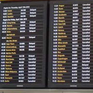 A travel display showing an estimated time of arrival
