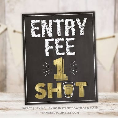 A sign listing an admission fee.