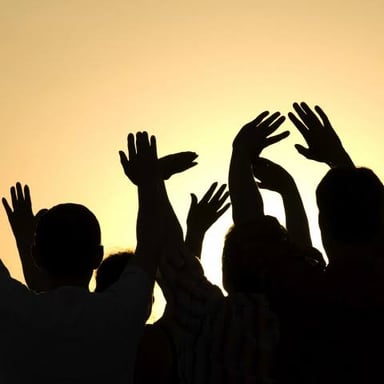 A person waving goodbye