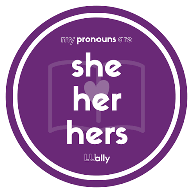 An educational display of the pronouns she, her, and hers.