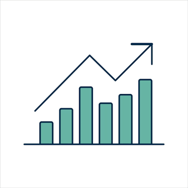 An upward growth chart representing a gain or benefit.