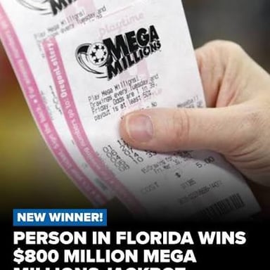 A large lottery jackpot displayed as a prize amount