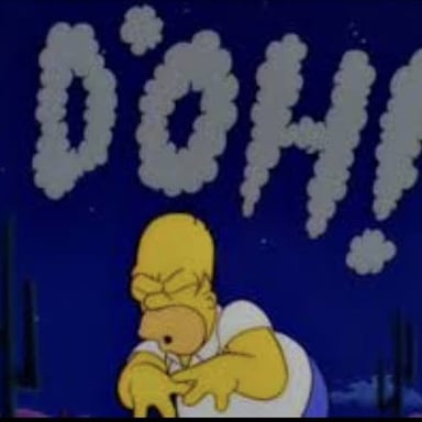 Homer Simpson with an exasperated expression, associated with his catchphrase “D’oh!”