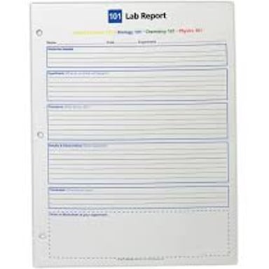 A laboratory report documenting an experiment, its methods, and results.