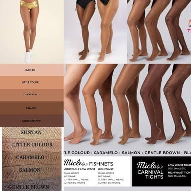 Sheer hosiery shown in skin-tone shades.