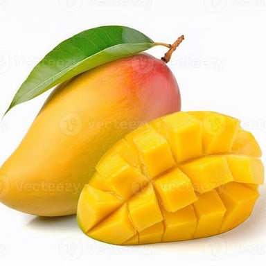 A ripe mango, the fruit used to make mango chutney.