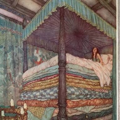 An illustration showing a pea beneath a stack of mattresses