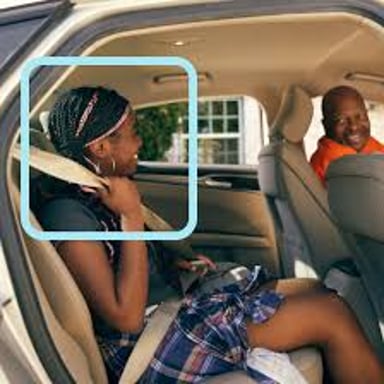 A passenger getting a lift from a driver