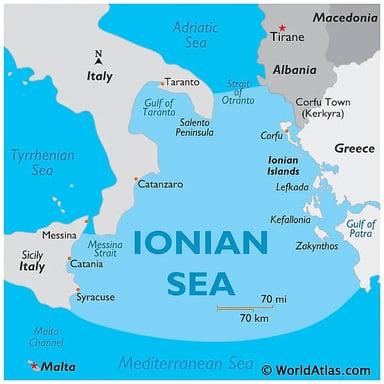Map showing ancient Ionia along the western coast of Asia Minor.
