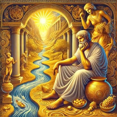 King Midas from Greek myth touching an object that turns to gold.