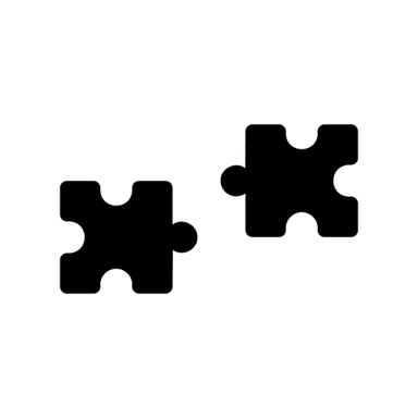 Two interlocking puzzle pieces representing a matched pair.
