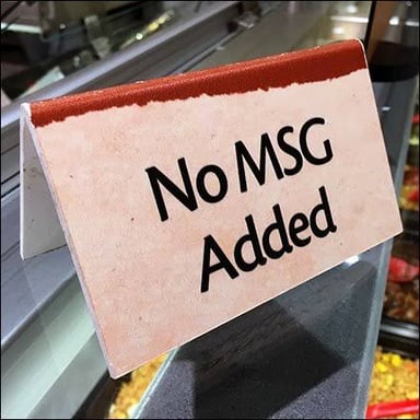 A menu label saying that a dish contains no MSG.