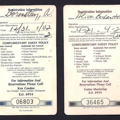 A guest presents an identification card at a casino entrance.
