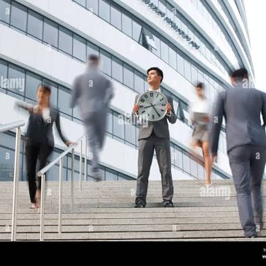 A person moving quickly while working.