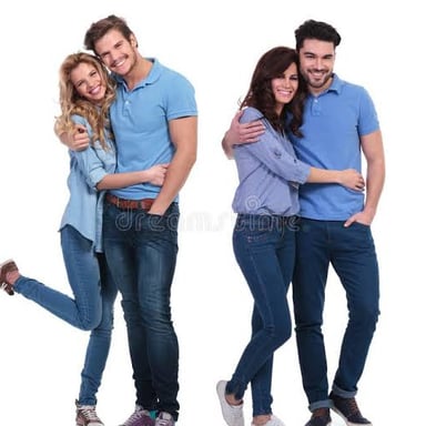 Two people standing side by side as a pair.