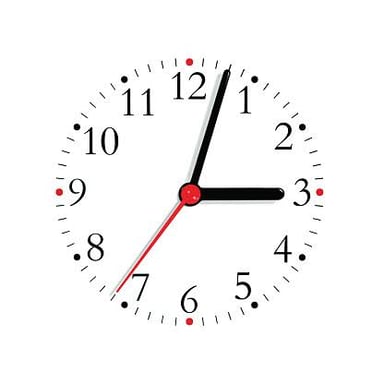 A close-up of an analog clock showing the second hand