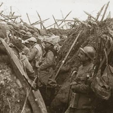 Soldiers in a battlefield scene