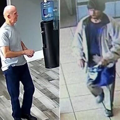 One person assisting another in a heist.