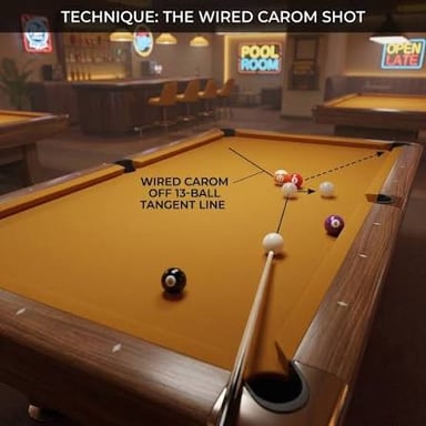 A billiard ball rebounds off the cushion of a pool table.
