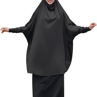 A woman wearing a modest abaya robe