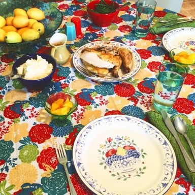 A supper served at home, illustrating the phrase “eat in.”