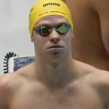 French swimmer Léon Marchand competing at the Paris 2024 Olympics