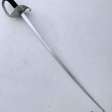 A curved saber used in fencing