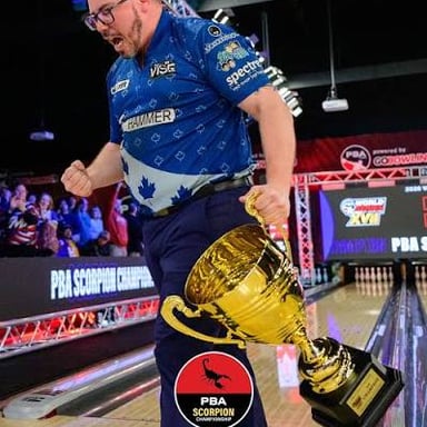 Professional tenpin bowlers competing on a bowling lane.