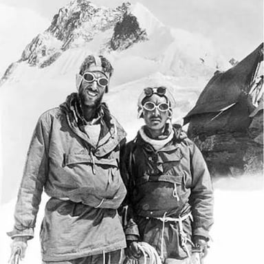Portrait of Tenzing Norgay, the mountaineer who reached Everest’s summit with Edmund Hillary in 1953.