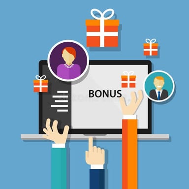 An illustration of an employee receiving a bonus for persistence