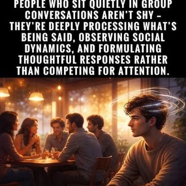 A reserved person standing quietly among a group.