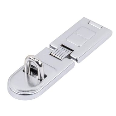 A metal hasp securing a wooden door
