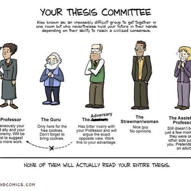A doctoral candidate participating in a dissertation defense.