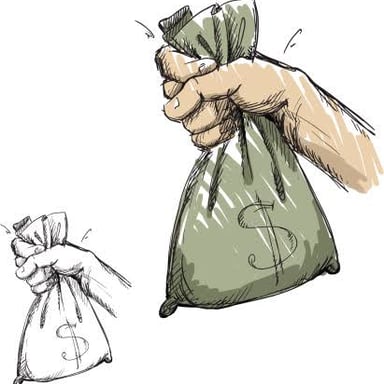 A hand reaches to catch a bag as it falls.