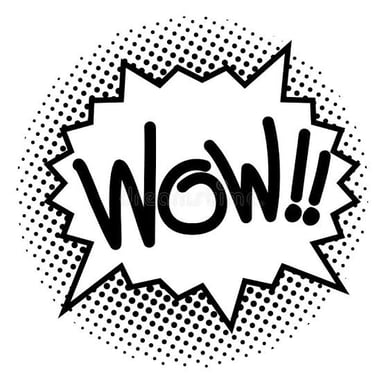A speech bubble with the playful exclamation “Wowie!”