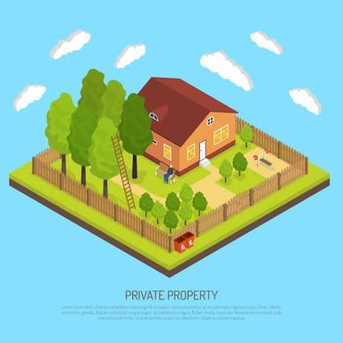 A house on a parcel of land, illustrating real estate.