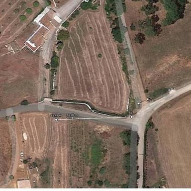 A parcel of land shown from above, with its edges marked.
