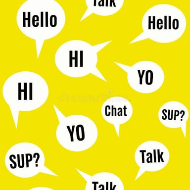 A speech bubble displaying the informal greeting “Hey!”.