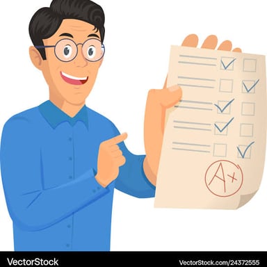 A student celebrating a high test score