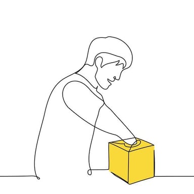 A person using a small tool to pry open a box.