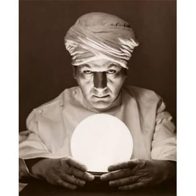 A fortune teller looking into a crystal ball.