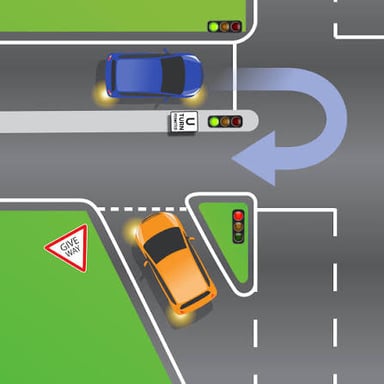 A car’s path curving around in a U-turn