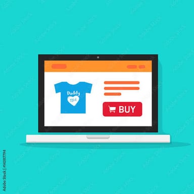 A laptop showing an online store with products available to buy.