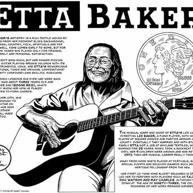 Etta Baker performing with her guitar.
